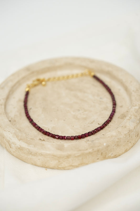 Armkettchen mit Granat| Edelstahl