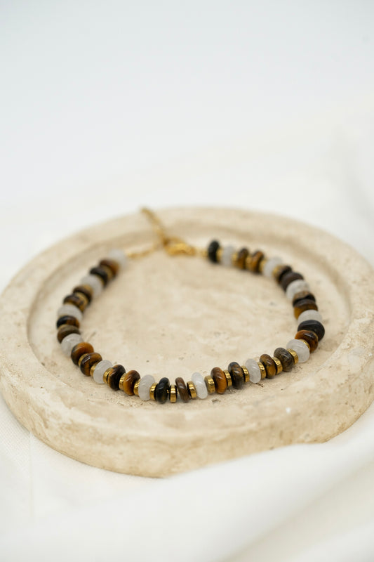 Armkettchen mit Tigerauge & Bergkristall | Edelstahl