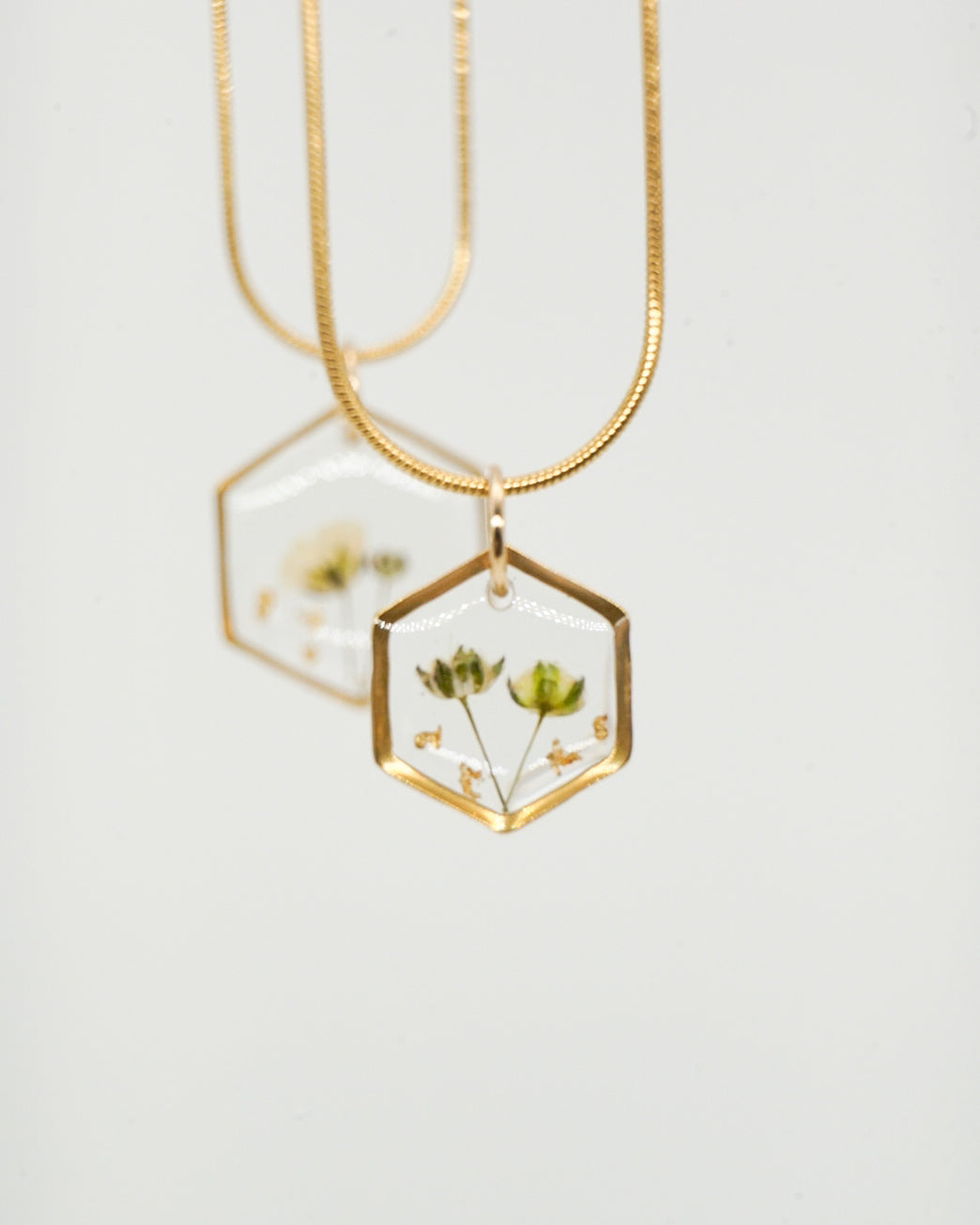 Halskette Schleierkraut transparent | Hexagon