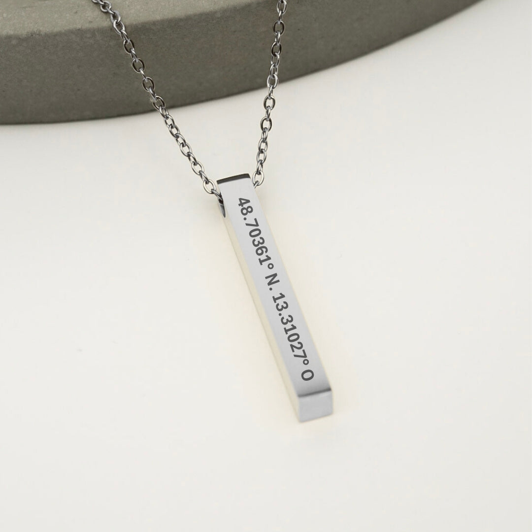 Gravurkette mit Koordinaten