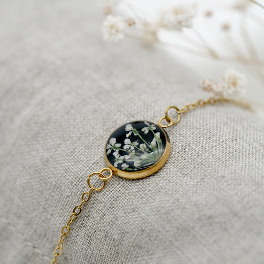 Armkette mit echtem Wiesenblümchen | Wilde Möhre