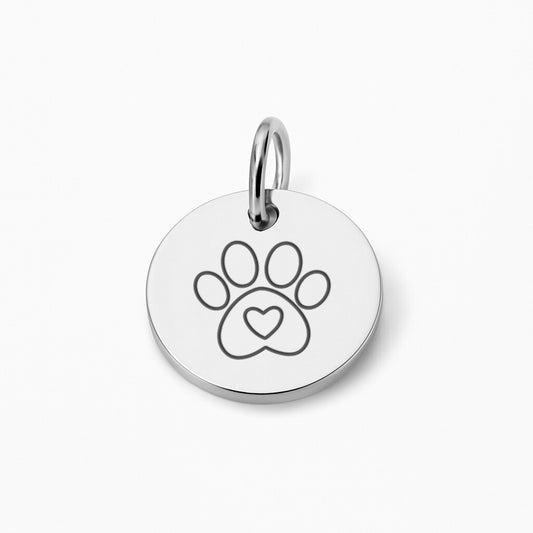 Runder Coin Charm | graviert mit Pfote