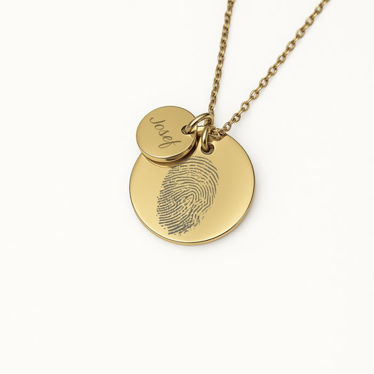 Personalisierte Halskette mit Fingerabdruck & Gravurplättchen