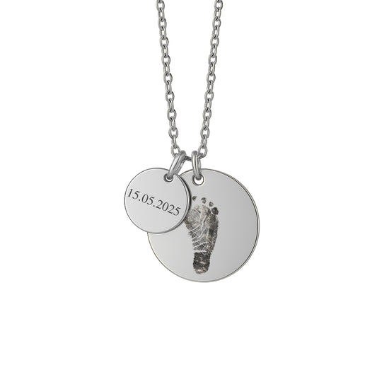 Gravurkette mit Fußabdruck & Namensplättchen – Personalisierter Gravurschmuck