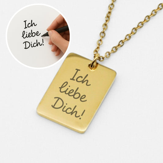 Halskette mit eigener Handschrift – Gravur aus Edelstahl oder vergoldet