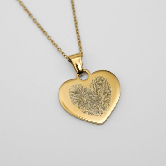 Personalisierte Herz Halskette mit doppeltem Fingerabdruck