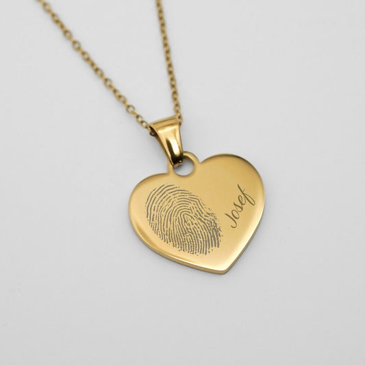 Anhänger Herz Fingerabdruck und Name