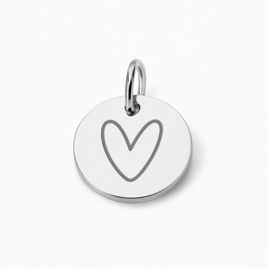 Runder Coin Charm |  graviert mit Herz