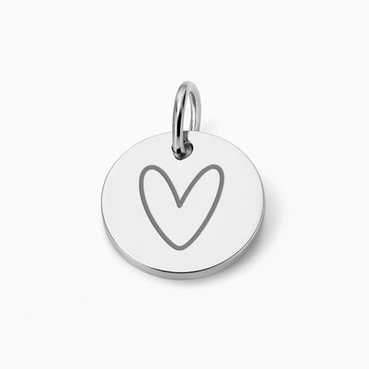 Runder Coin Charm |  graviert mit Herz