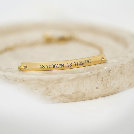 Armkettchen langes Plättchen | mit Koordinaten Gravur