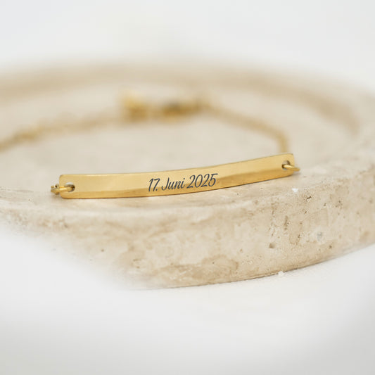 Armkettchen langes Plättchen | mit Datum Graviert
