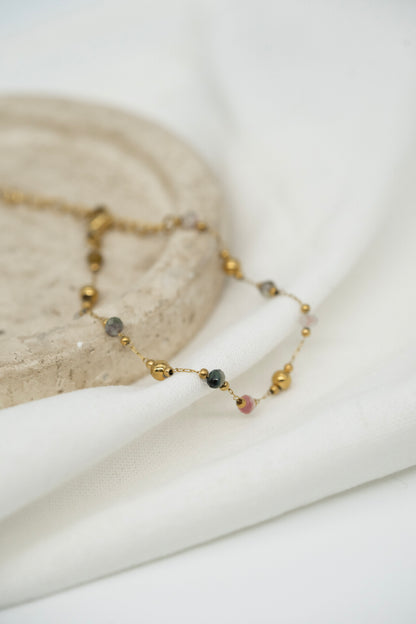 Armkettchen mit buntem Turmalin | Edelstahl