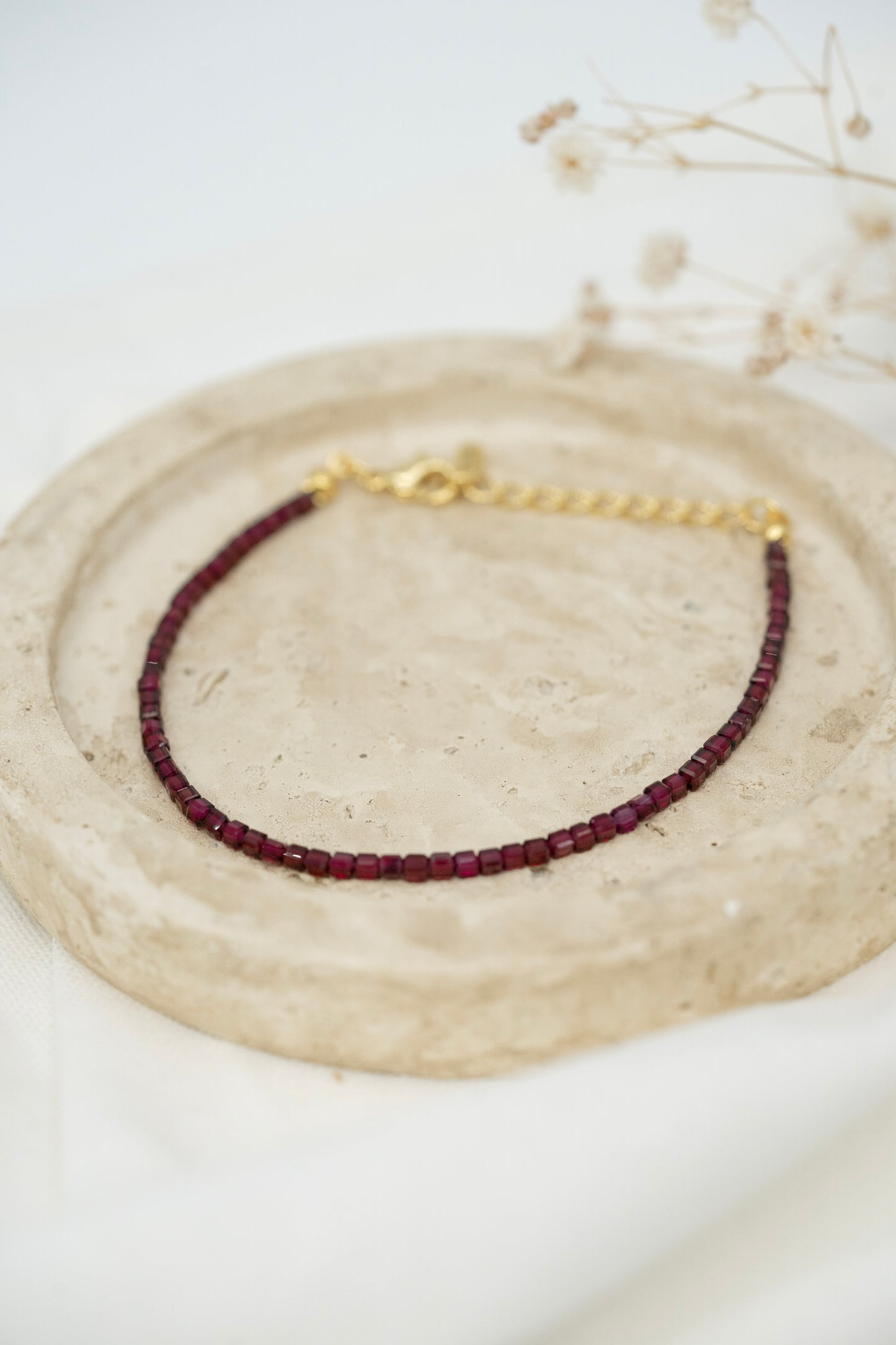 Armkettchen mit Granat| Edelstahl