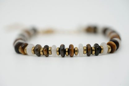 Armkettchen mit Tigerauge & Bergkristall | Edelstahl