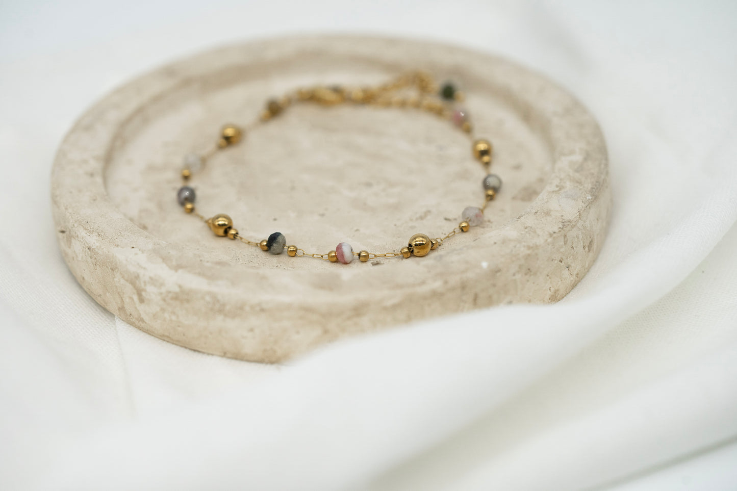 Armkettchen mit buntem Turmalin | Edelstahl