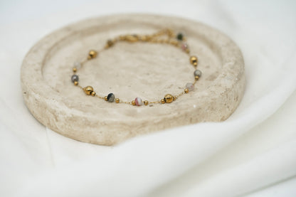 Armkettchen mit buntem Turmalin | Edelstahl