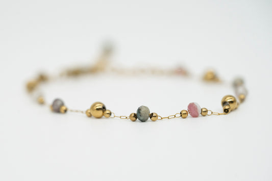 Armkettchen mit buntem Turmalin | Edelstahl