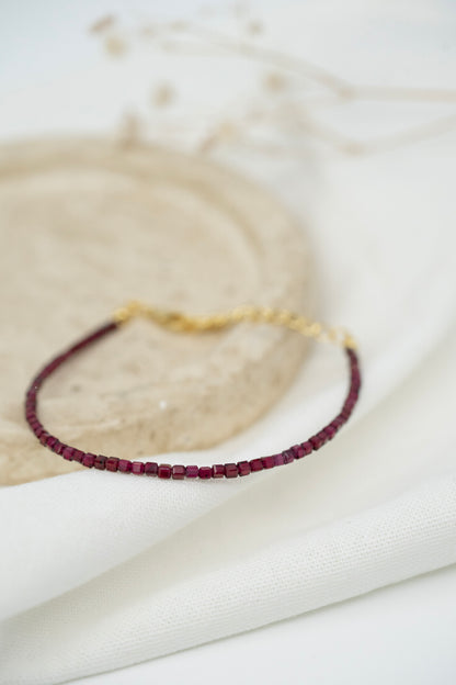 Armkettchen mit Granat| Edelstahl