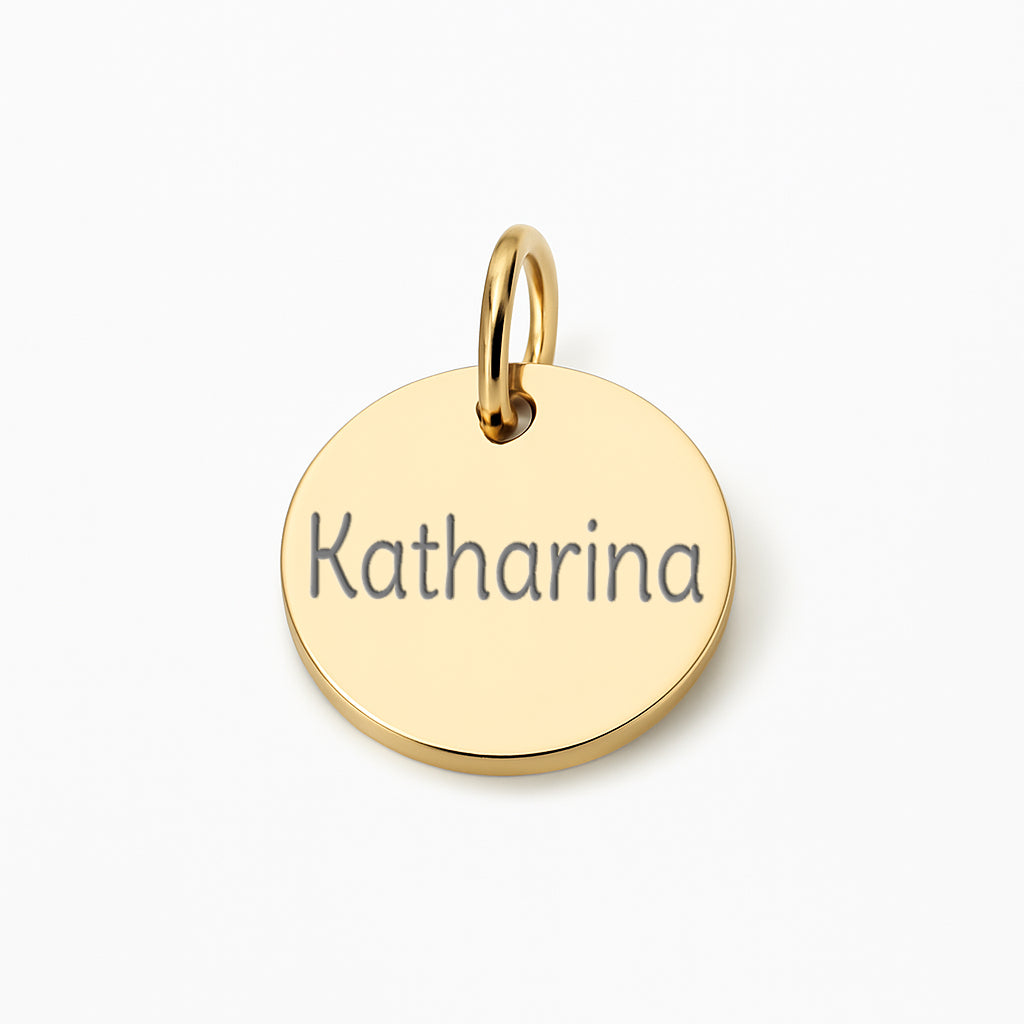 Runder Coin Charm |  graviert mit Name