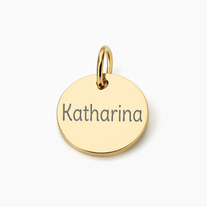 Runder Coin Charm |  graviert mit Name