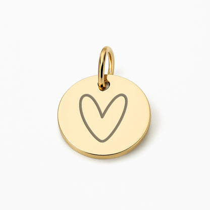 Runder Coin Charm |  graviert mit Herz
