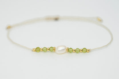 Peridot Armband mit Süßwasserperle | geknüpft
