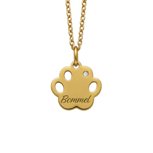 Pfotenanhänger mit Namensgravur & Zirkonia – Haustier Erinnerungsschmuck