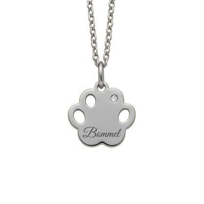 Pfotenanhänger mit Namensgravur & Zirkonia – Haustier Erinnerungsschmuck