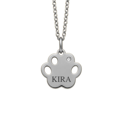 Pfotenanhänger mit Namensgravur & Zirkonia – Haustier Erinnerungsschmuck