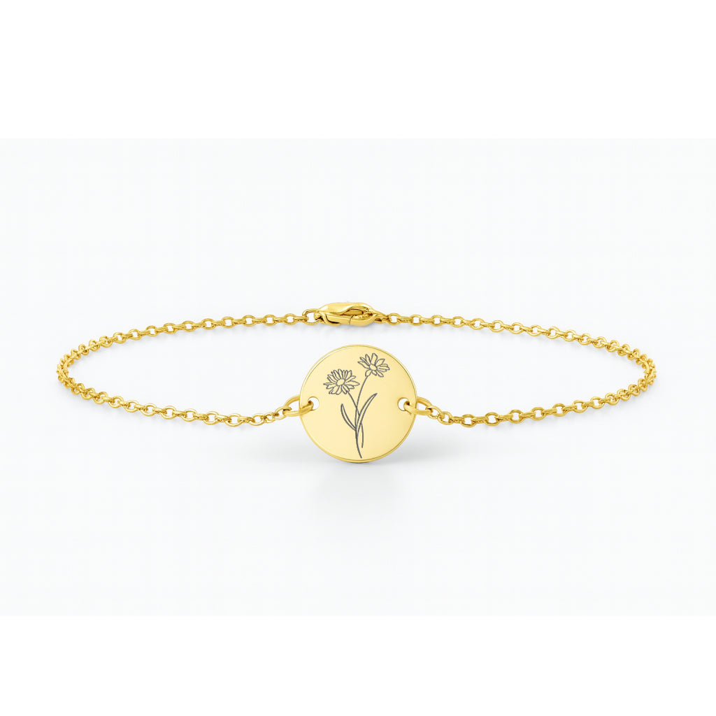 Armkettchen mit Gravur | Coin Geburtsblume