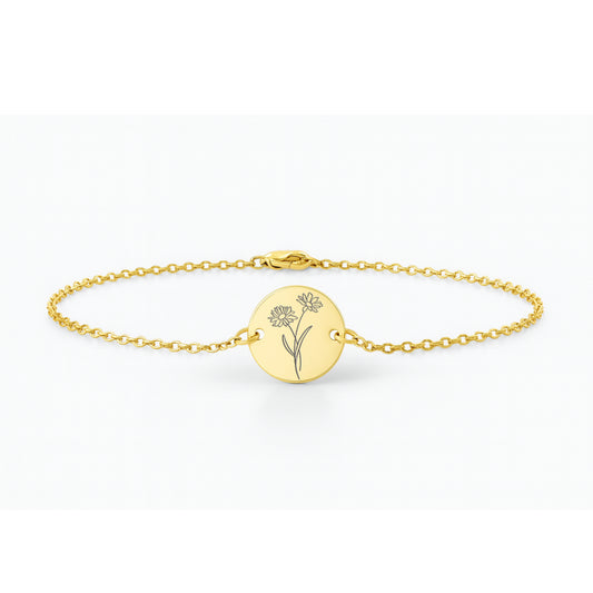 Armkettchen mit Gravur | Coin Geburtsblume
