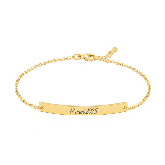 Armkettchen langes Plättchen | mit Datum Graviert