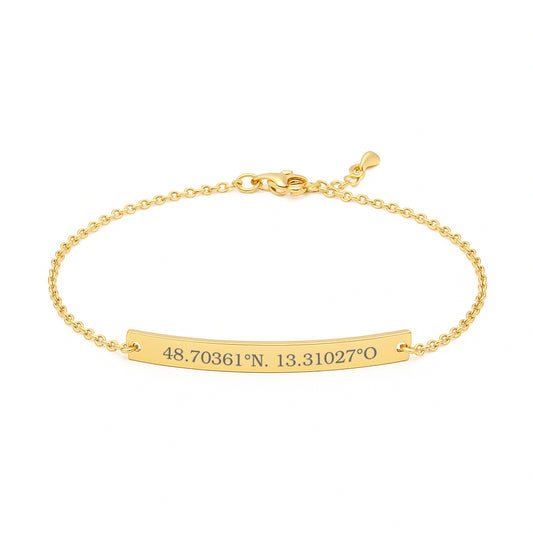 Armkettchen langes Plättchen | mit Koordinaten Gravur