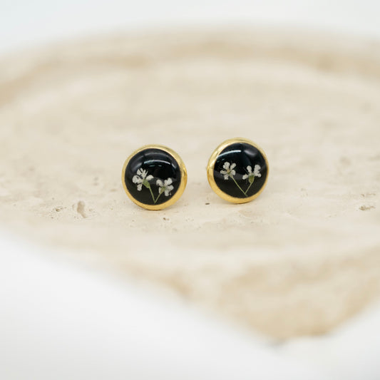 Unicotales-Ohrstecker-mit-echten-blumen-wilde-moehre-schwarz-gold