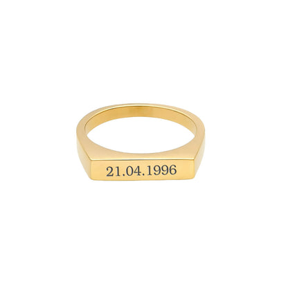 Eckiger Siegelring | mit Datum Gravur