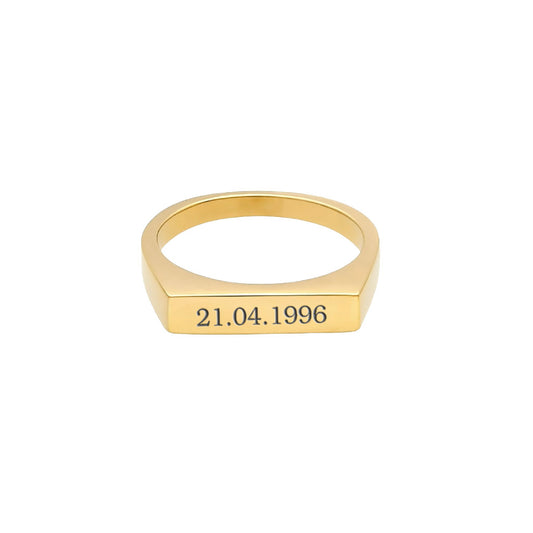 Eckiger Siegelring | mit Datum Gravur