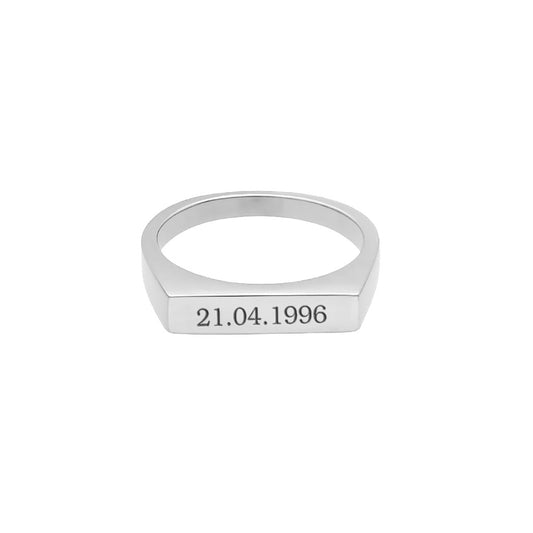 Eckiger Siegelring | mit Datum Gravur