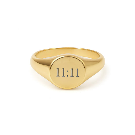 Eckiger Siegelring | mit Engelszahl Gravur