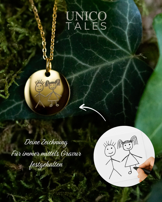 Halskette mit deiner Zeichnung – Gravurkette mit Fotogravur