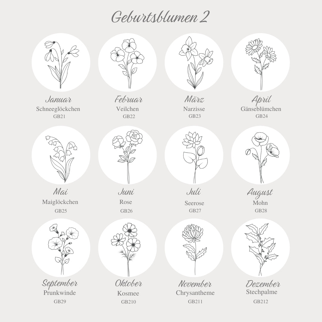 Armband mit Gravur | gravierte Geburtsblume