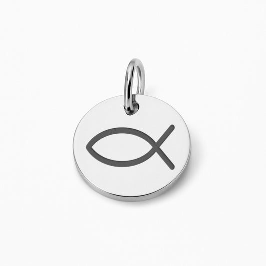 Runder Coin Charm |  graviert mit Ichthys