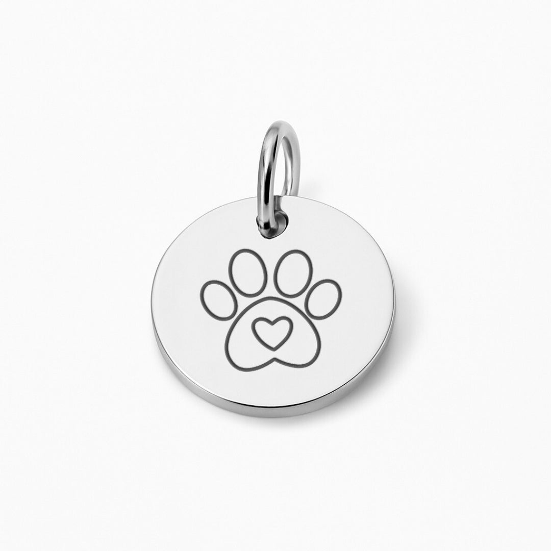 Runder Coin Charm |  graviert mit Pfote