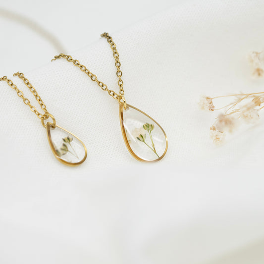 Halskette Schleierkraut transparent | Tropfen