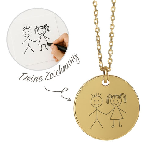 Halskette mit deiner Zeichnung – Gravurkette mit Fotogravur