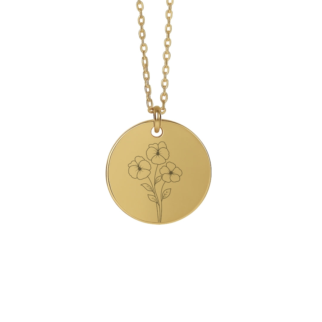 Halskette mit Geburtsblume – Gravierte Kette mit floraler Bedeutung