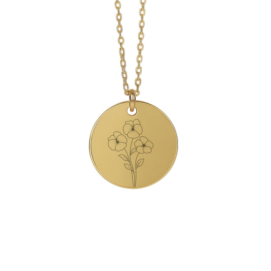 Halskette mit Geburtsblume – Gravierte Kette mit floraler Bedeutung