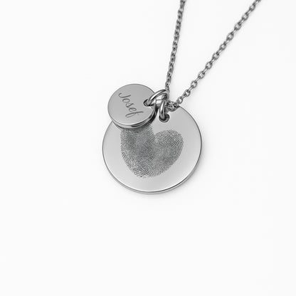 Fingerabdruck-Halskette mit Herzgravur & Gravurplättchen – personalisiert