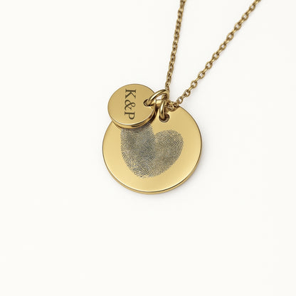 Fingerabdruck-Halskette mit Herzgravur & Gravurplättchen – personalisiert