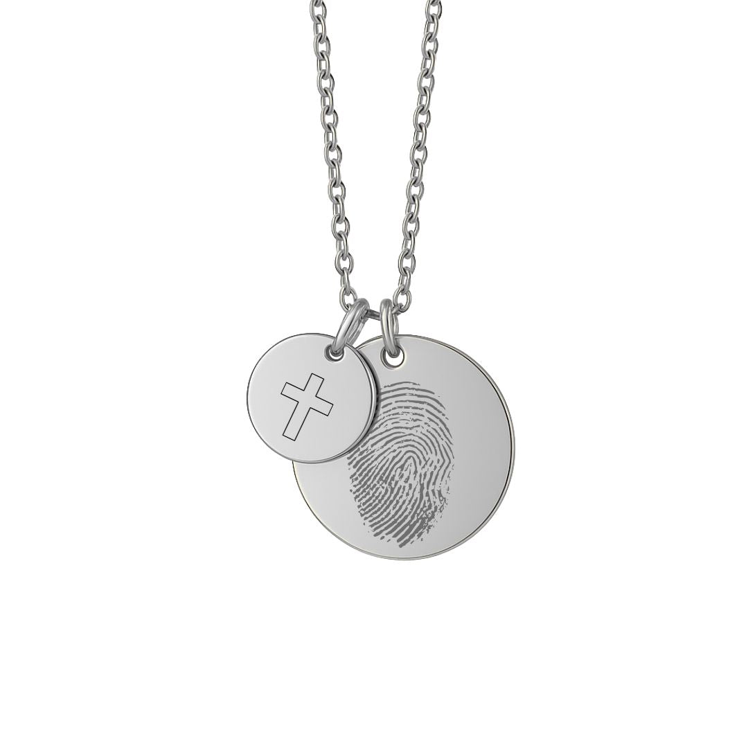 Personalisierte Halskette mit Fingerabdruck & Gravurplättchen