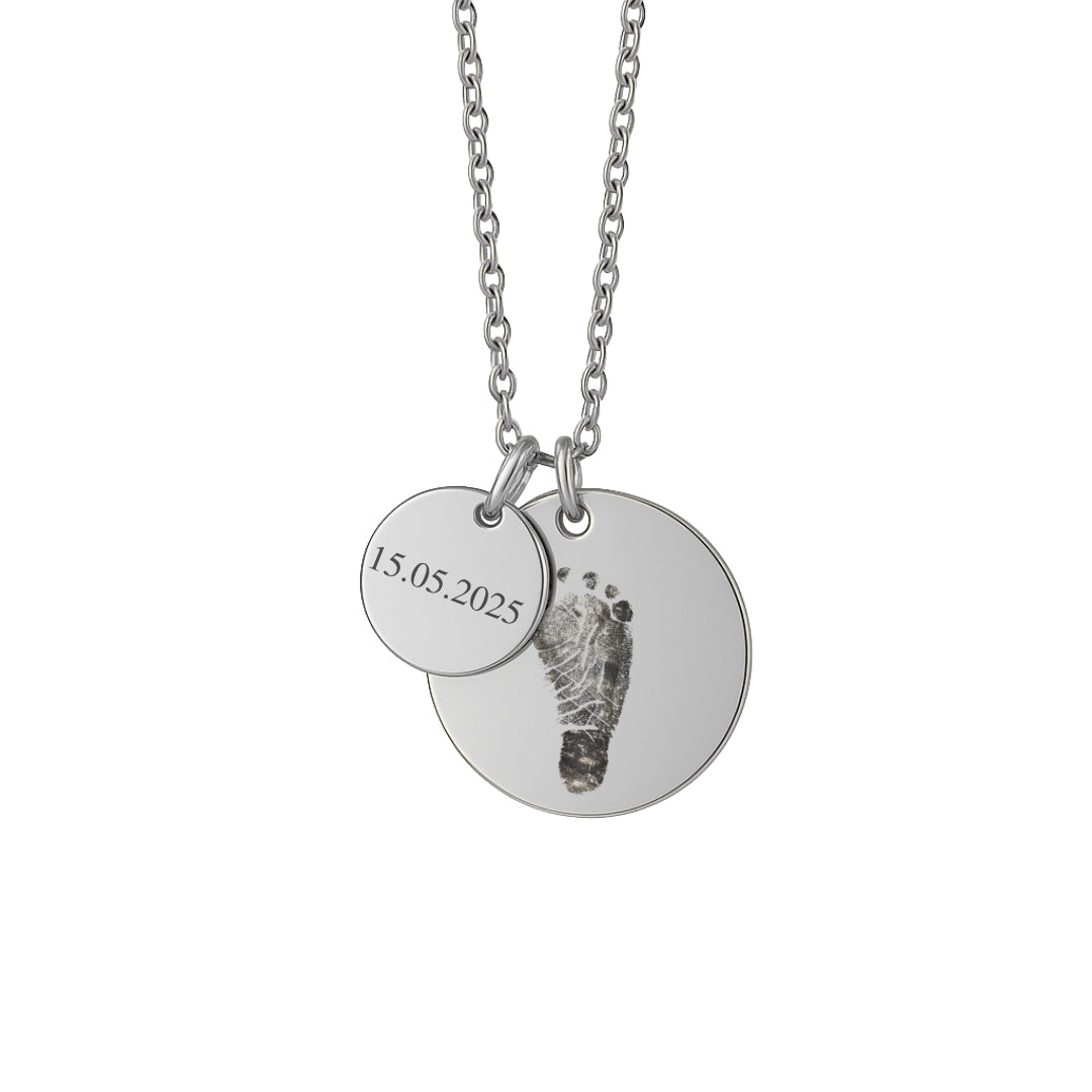Gravurkette mit Fußabdruck & Namensplättchen – Personalisierter Gravurschmuck